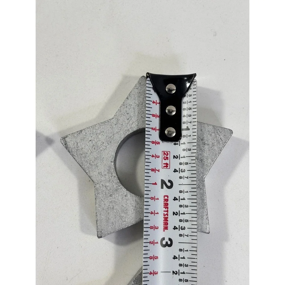Vintage Rustic Wood Silver Star Napkin Rings Set of 6 Farmhouse Decor